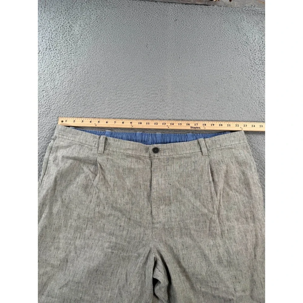Tommy Bahama Shorts Men 3XLT (44x10) Gray Linen‎ Pleated Chino Drawstring